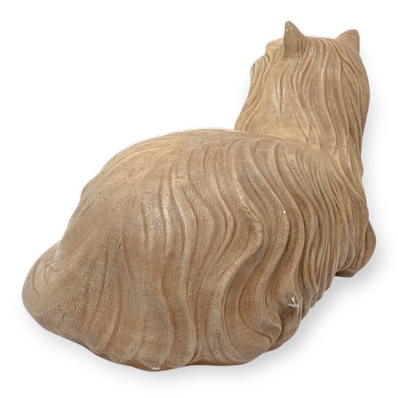 Vintage Ceramic Cat Life Size Figurine Persian Cream Beige Gray Eyes - Picture 4 of 15